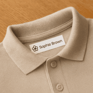 Polo shirt with labelfy labal clearly visible in the collar