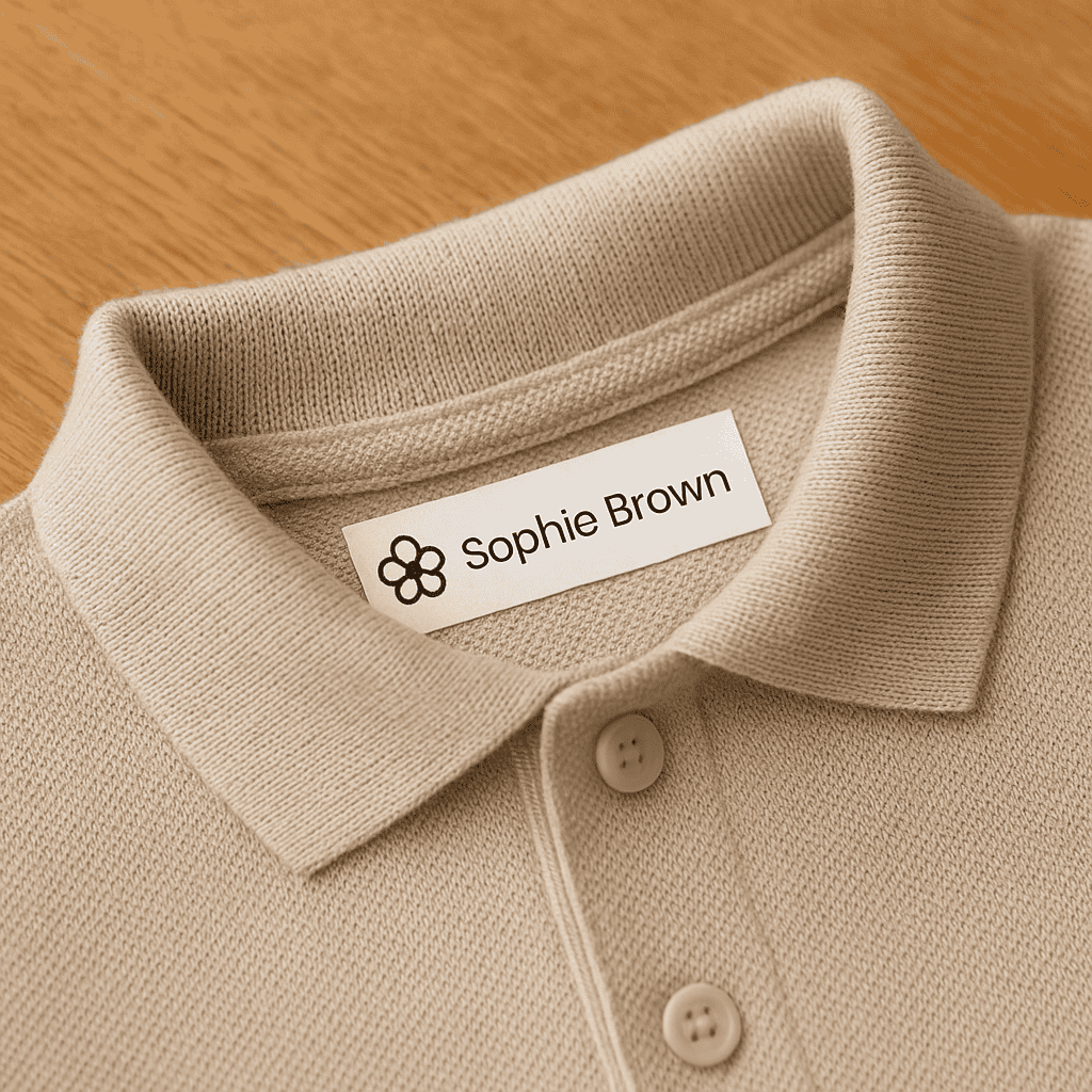 Polo shirt with labelfy labal clearly visible in the collar